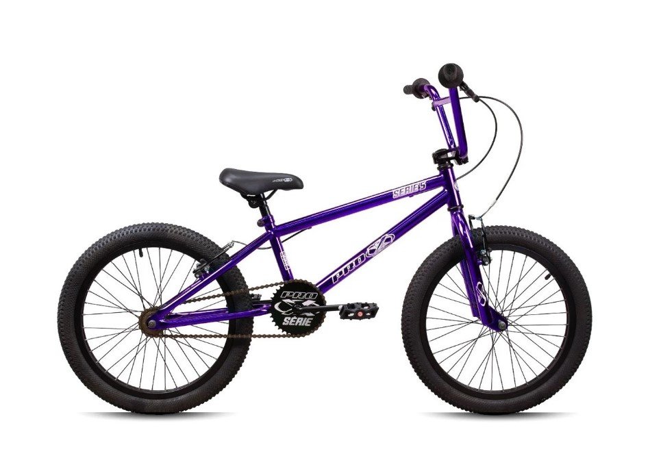 Bicicleta Aro 20 Cross Pro-X Serie 5 Cromo/Roxo