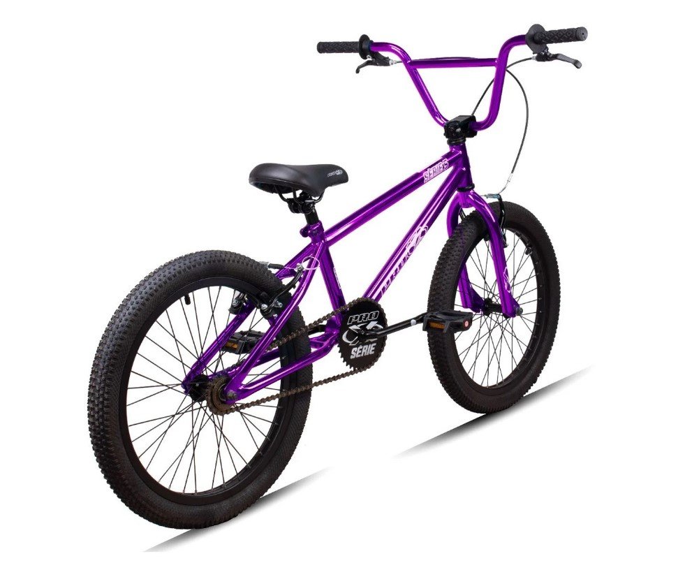Bicicleta Aro 20 Cross Pro-X Serie 5 Cromo/Roxo
